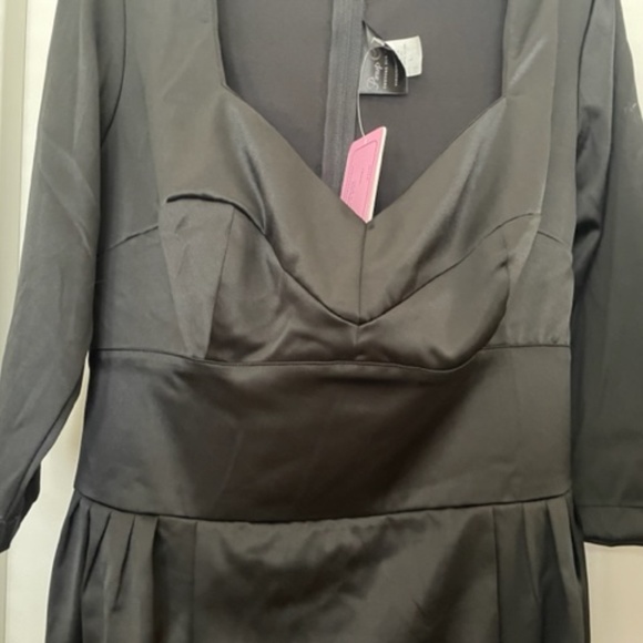 NWT Pinup Couture Black Satin Mona Retro Dress - Picture 7 of 12